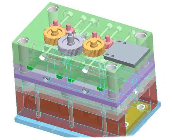 Double-threaded nut automatic unthreading injection mould